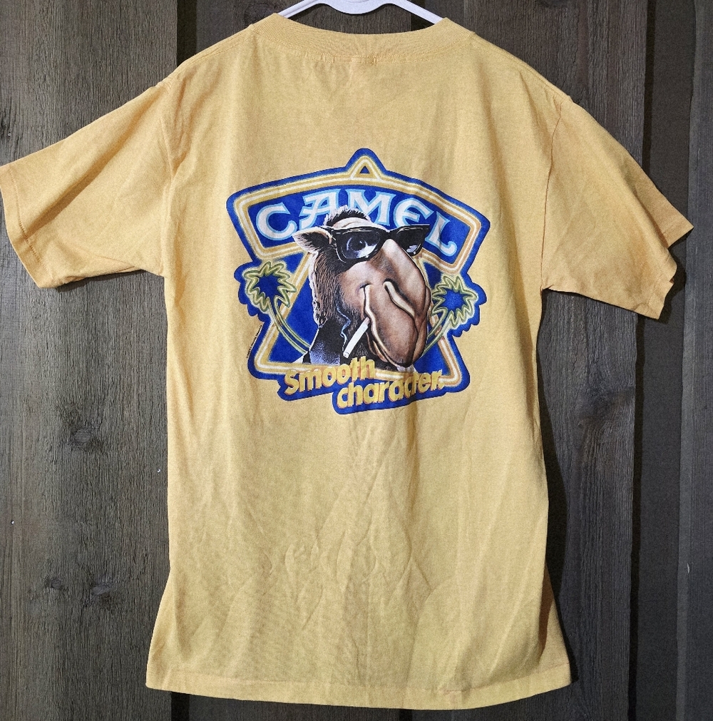 vintage 80s camels advertising Joe camel pocket tshirt Collectable